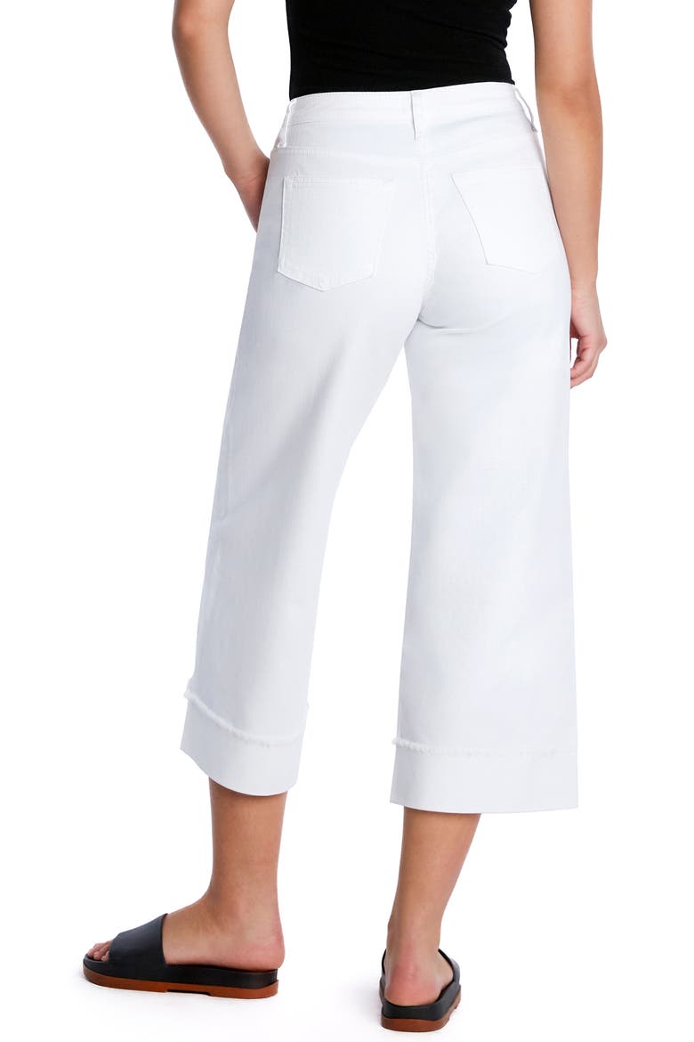 Cuffed Ankle Wide Leg Jeans, Alternate, color, WHITE