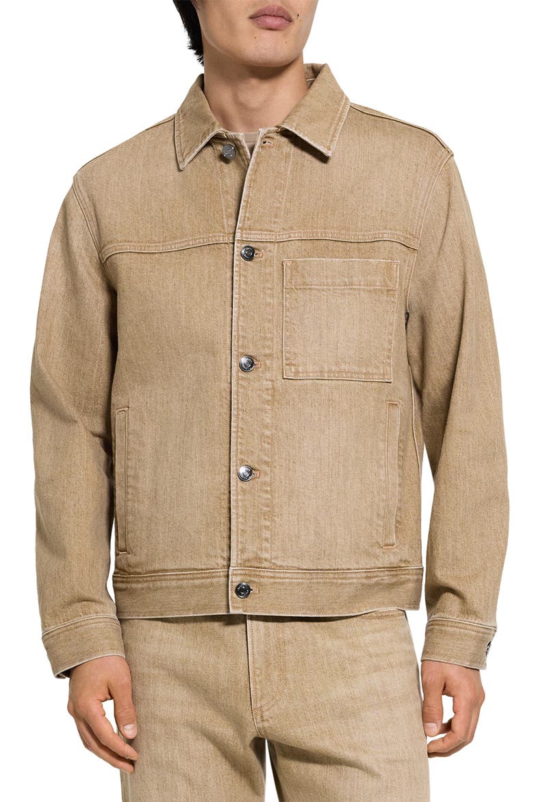 Tinted Denim Trucker Jacket, Main, color, WASHED BROWN