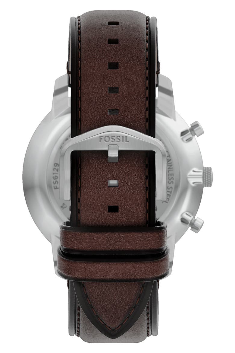 Neutra Chronograph Leather Strap Watch, 44mm, Alternate, color, BROWN/ GREY