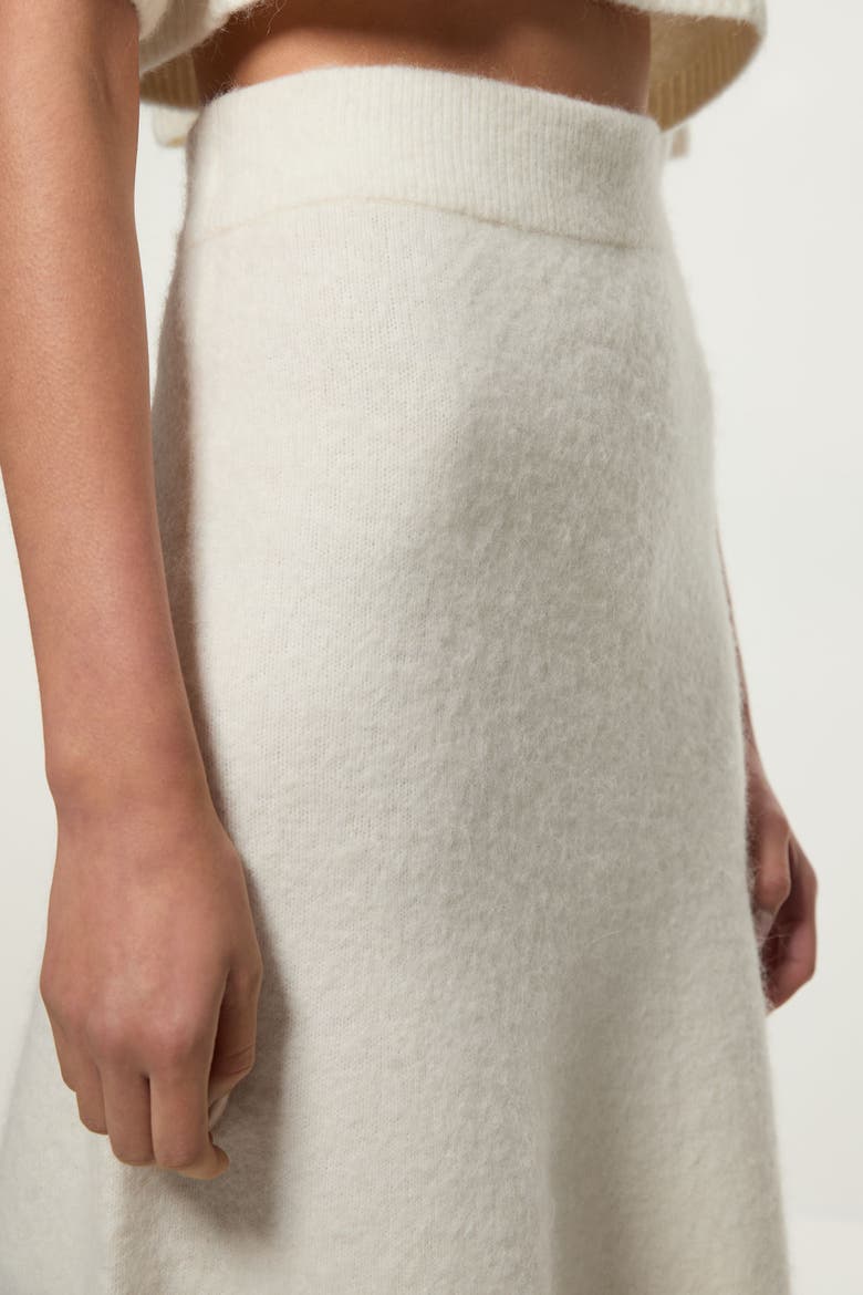 Alpaca Wool Fluffy Full Knit Skirt, Alternate, color, Ivory