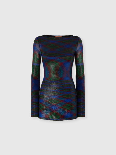 Long-sleeve Mini Dress With Flame Pattern