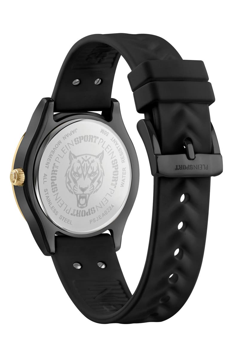 PLEIN SPORT Eclipse Silicone Strap Watch, 36mm, Alternate, color, Black