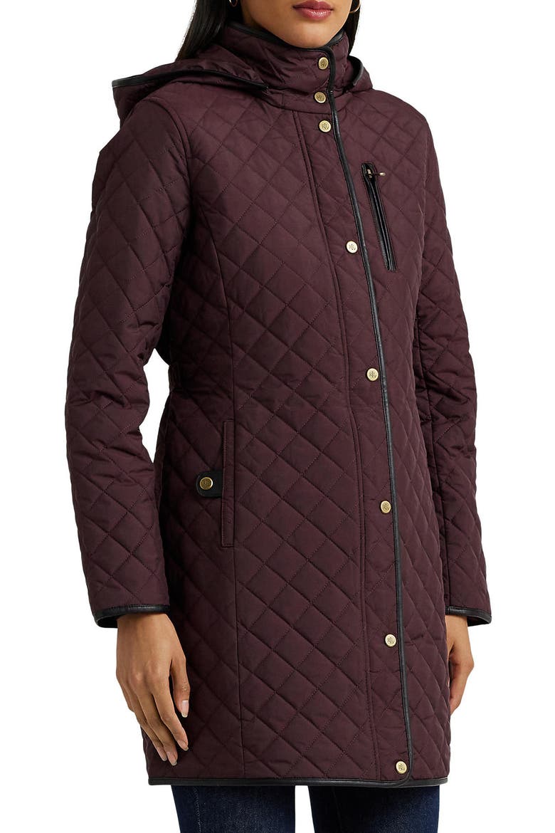 Diamond Quilted Hooded Jacket, Main, color, DARK GARNET