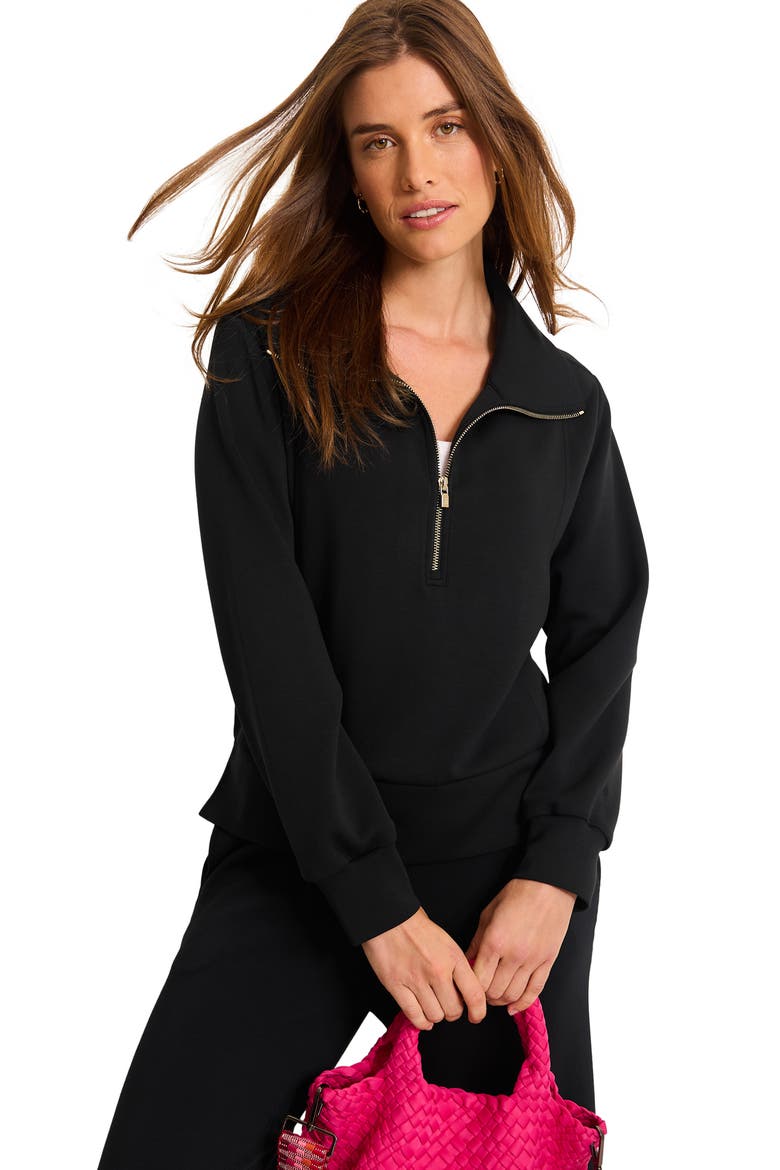 Palm Voyage Half Zip Pullover, Alternate, color, BLACK