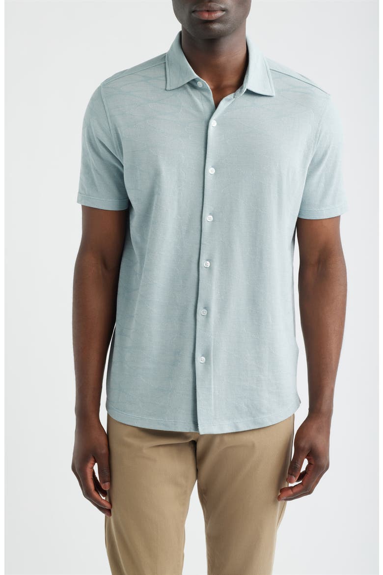 Graham Short Sleeve Sleeve Knit Button-Up Shirt, Main, color, SOFT TEAL