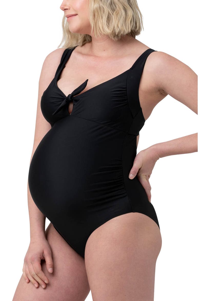 Tie Front One Piece, Alternate, color, Black