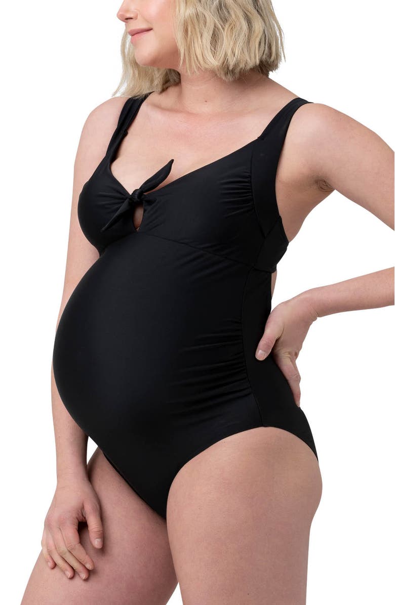Ripe Maternity Tie Front One Piece, Alternate, color, Black