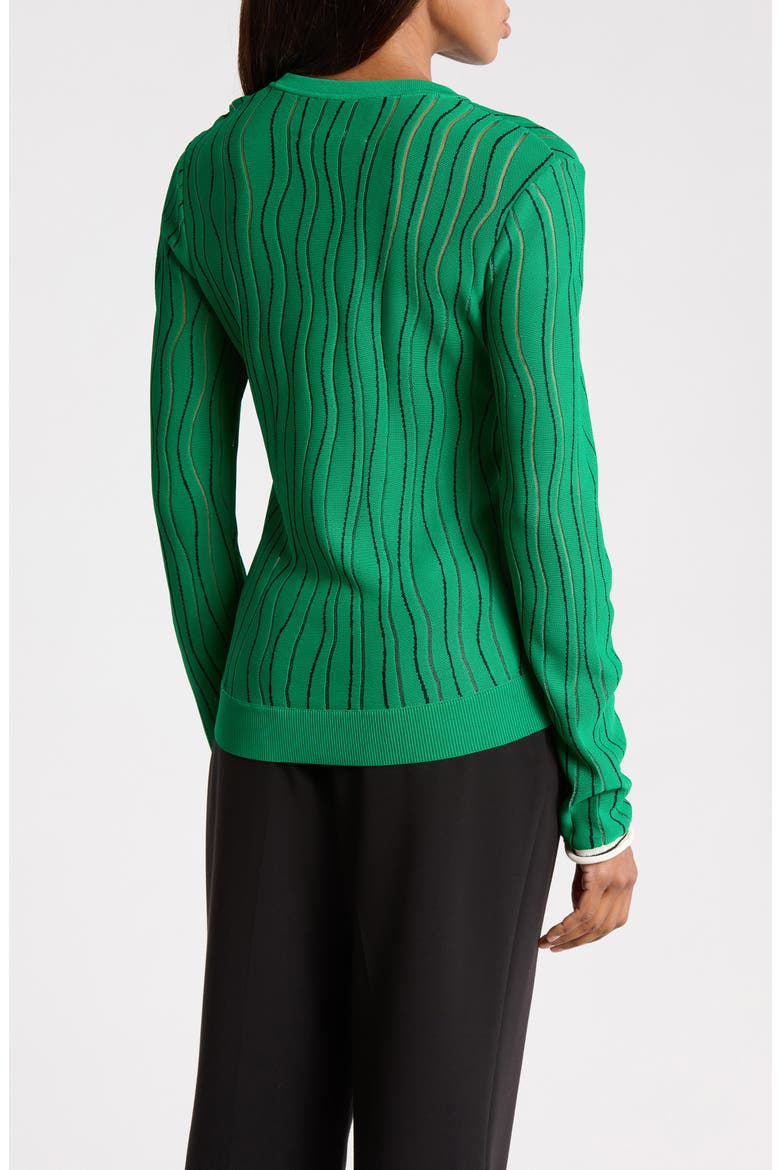 Art Nouveau Jacquard Long Sleeve Top, Alternate, color, PALM MULTI