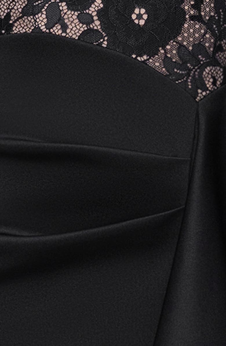 Betsy & Adam Lace & Scuba Knit Off the Shoulder Gown, Alternate, color, Black/ Nude