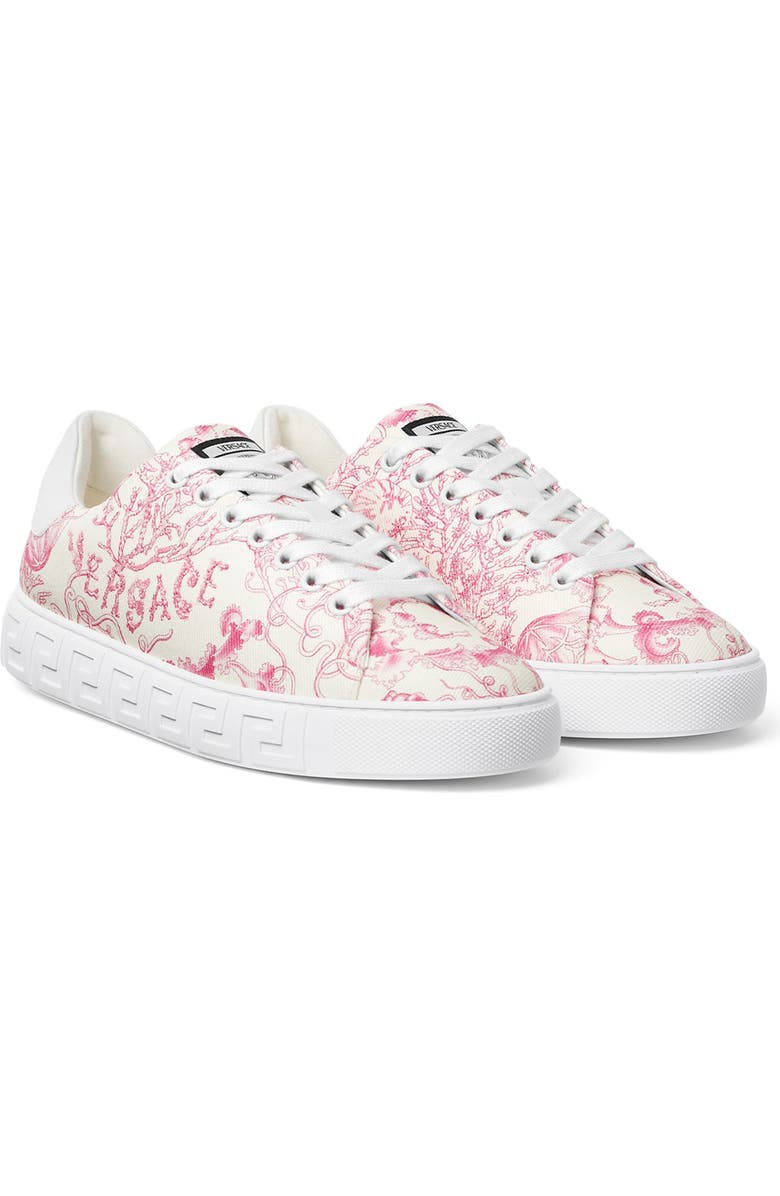 Versace Barocco Greca Low Top Sneaker, Main, color, Eggshell Dragonfruit