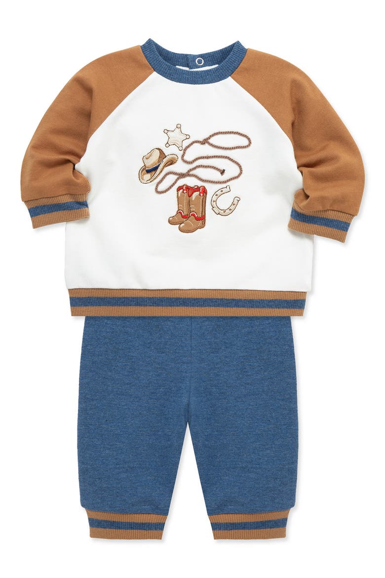 Western Active Cotton Sweatshirt & Pants Set, Alternate, color, BLUE MULTI
