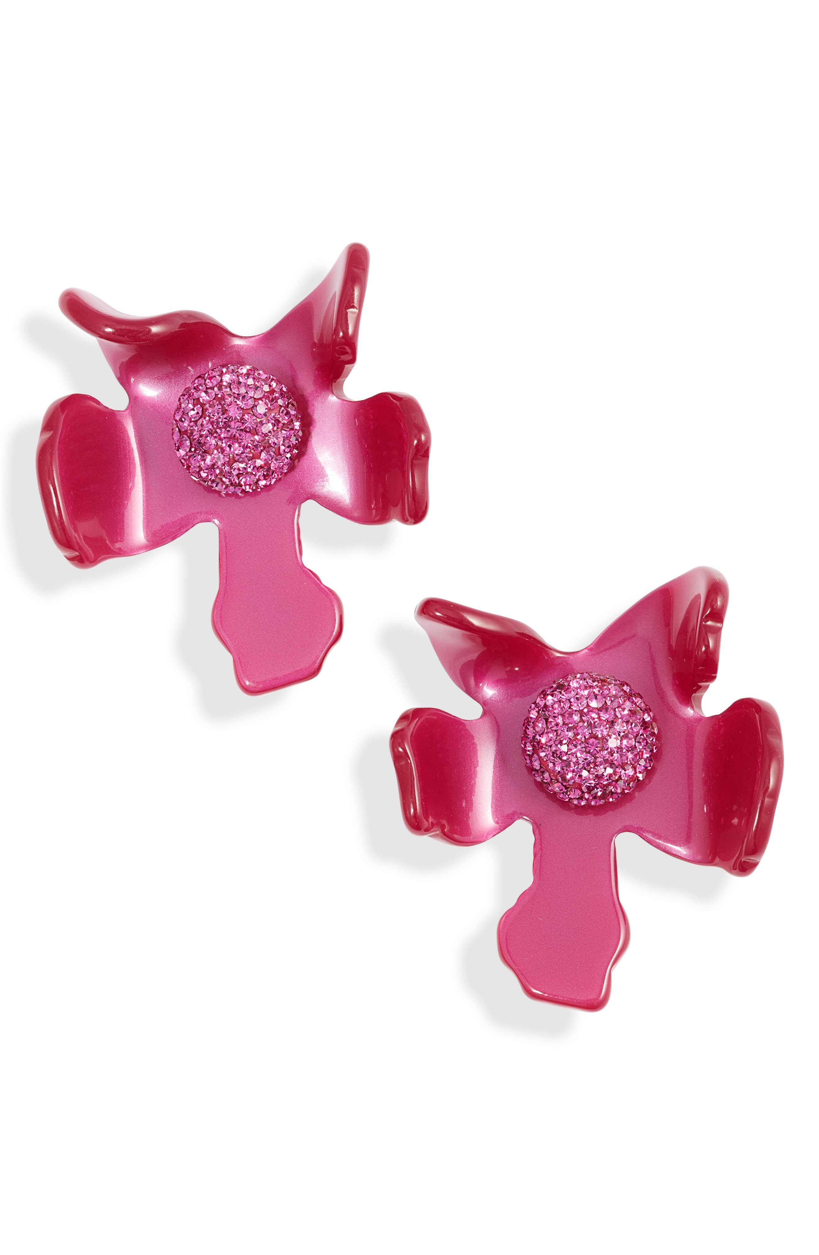 Lele Sadoughi Crystal Lily Drop Earrings in Raspberry 