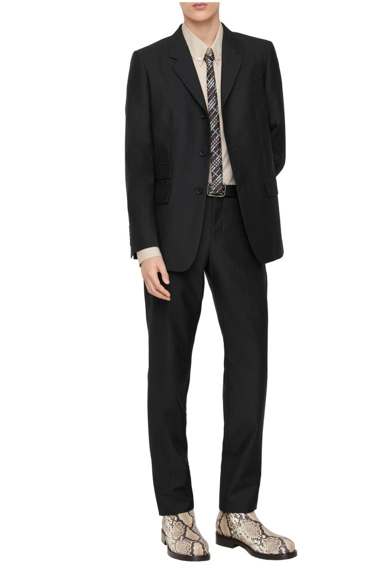 Striped Wool Mohair Tailored Jacket, Main, color, Black