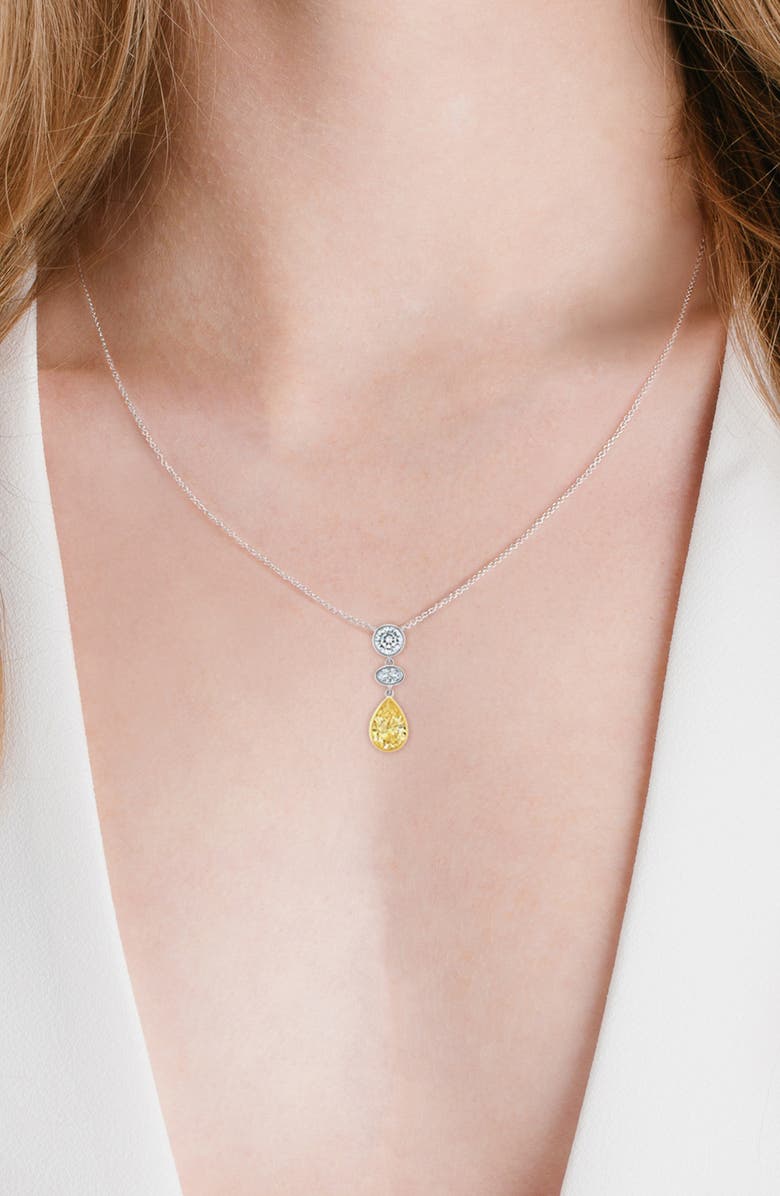 Crislu Canary Luster Necklace, Alternate, color, Pure Platinum/ Canary Stone