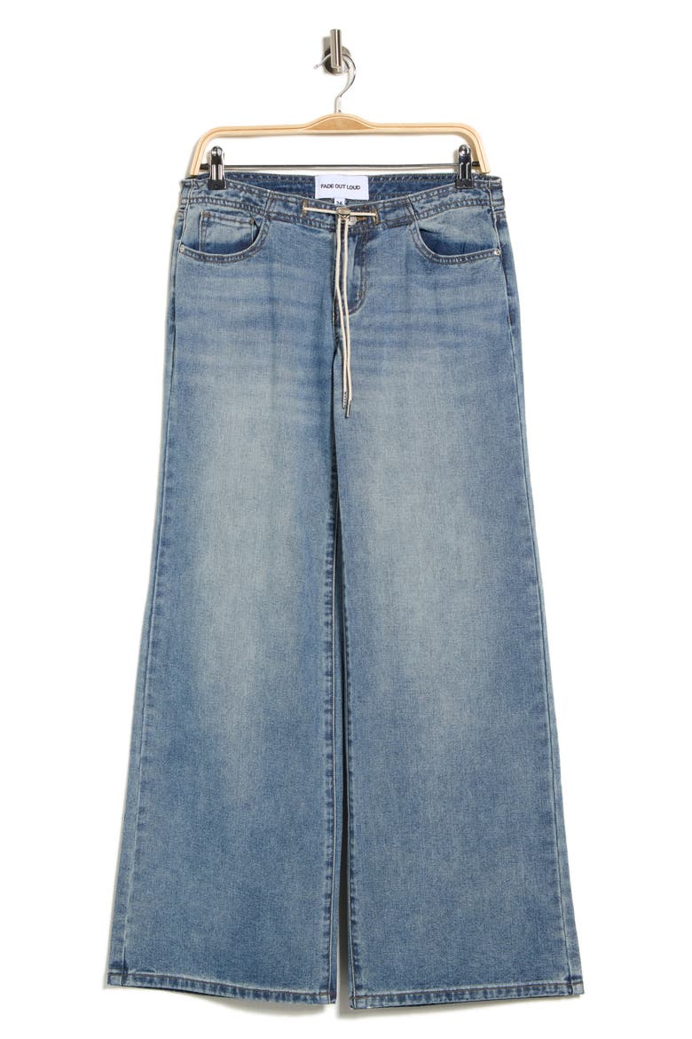 Low Rise Drawstring Wide Leg Jeans, Alternate, color, INDIGO