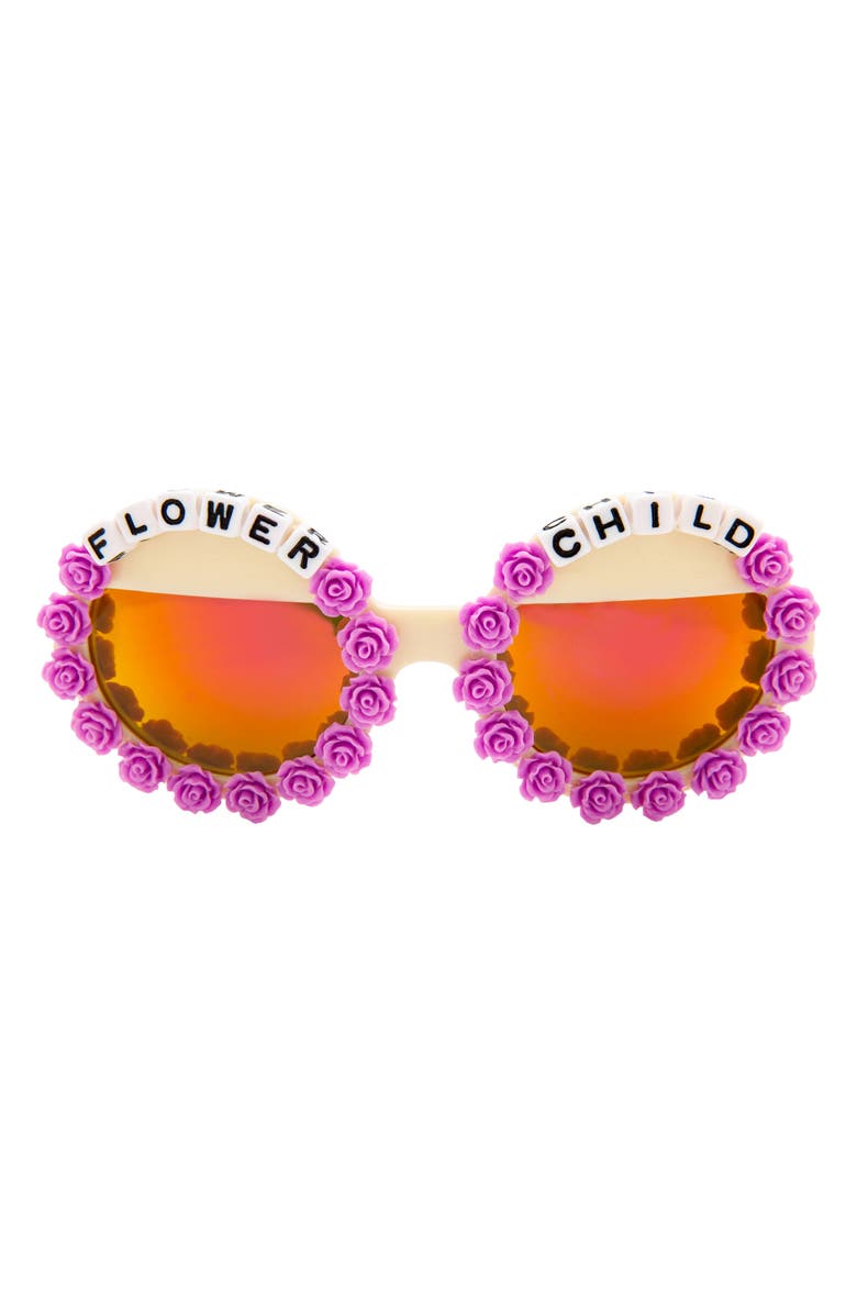 Rad + Refined Flower Child Mirrored Round Sunglasses, Main, color,