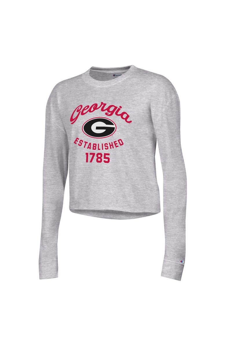 Champion Women's Champion Gray Georgia Bulldogs Boyfriend Cropped Long Sleeve T-Shirt, Alternate, color, 
