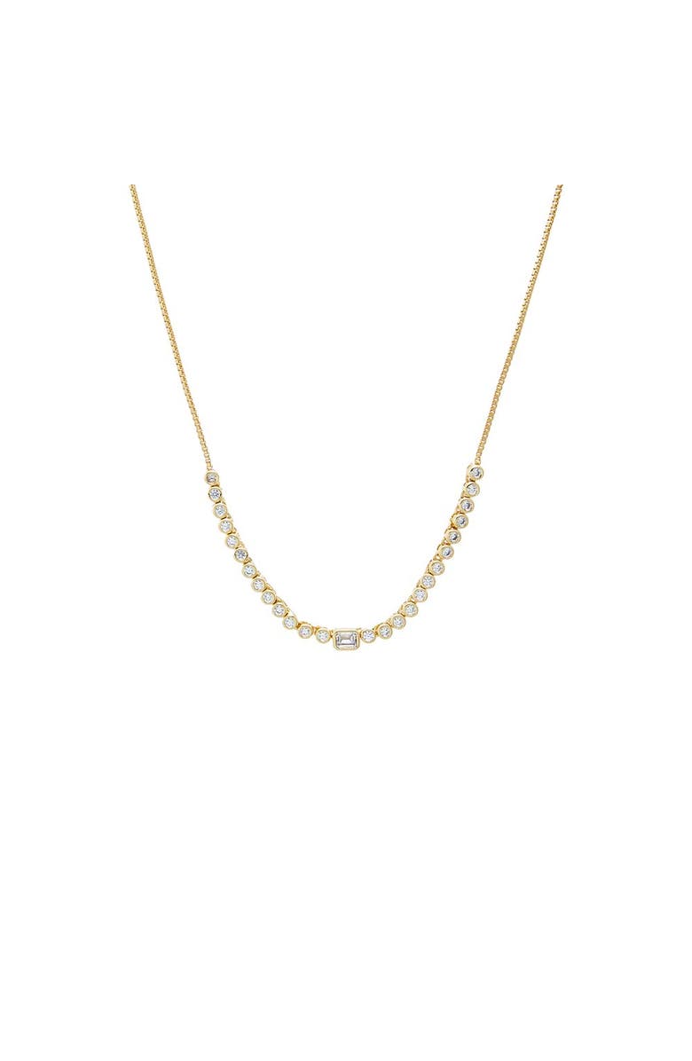 BY ADINA EDEN CZ Emerald Center Bezel Set Half Tennis Necklace, Main, color, Gold