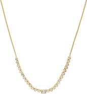 BY ADINA EDEN CZ Emerald Center Bezel Set Half Tennis Necklace