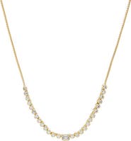 BY ADINA EDEN CZ Emerald Center Bezel Set Half Tennis Necklace