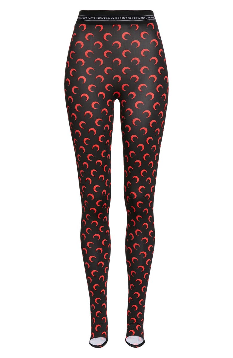 Marine Serre Crescent Print Jersey Leggings, Alternate, color,