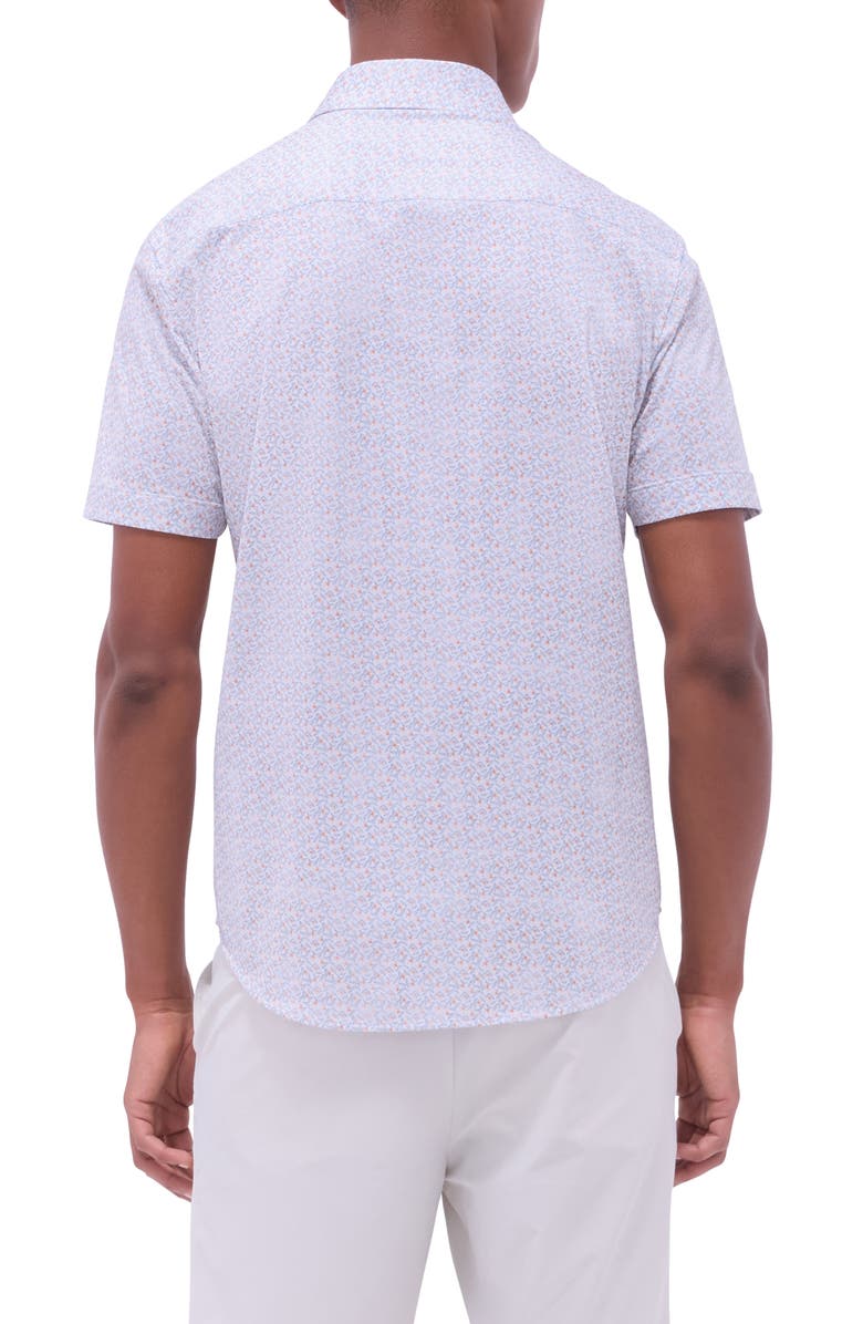 Bugatchi Miles OoohCotton<sup>®</sup> Floral Short Sleeve Button-Up Shirt, Alternate, color, Jaffa