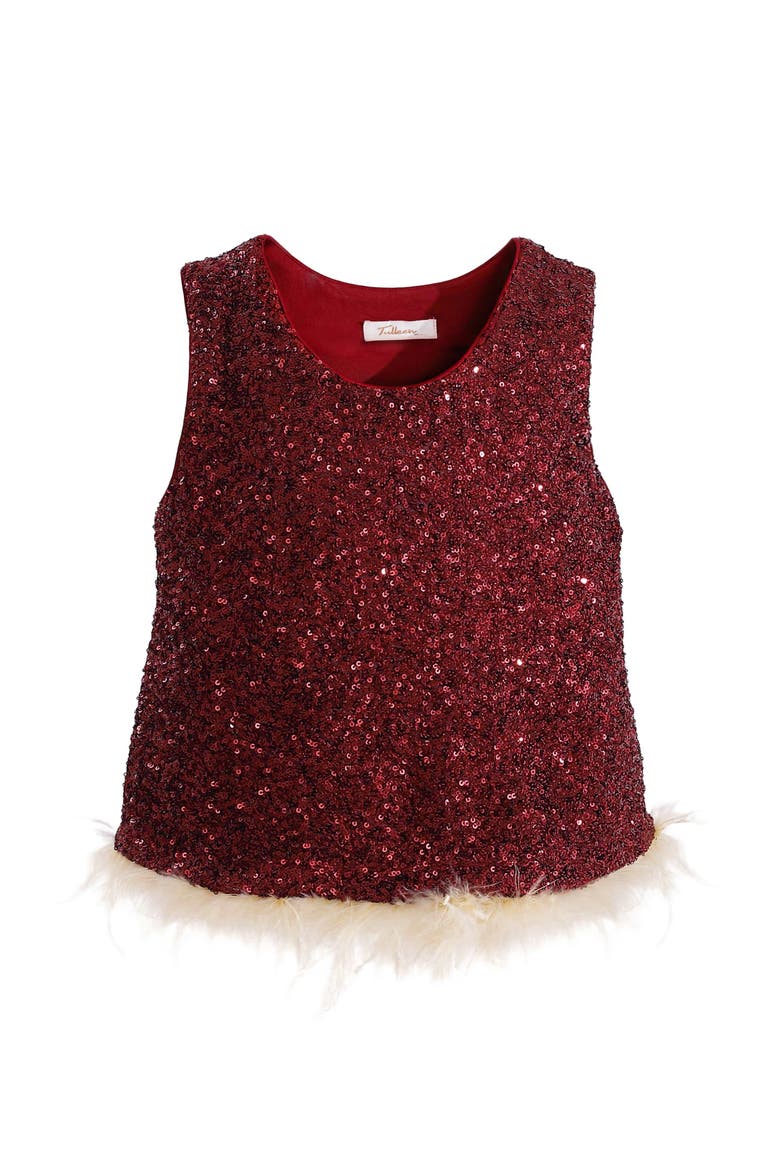 Sequin Feather-Trim Set, Alternate, color, Red