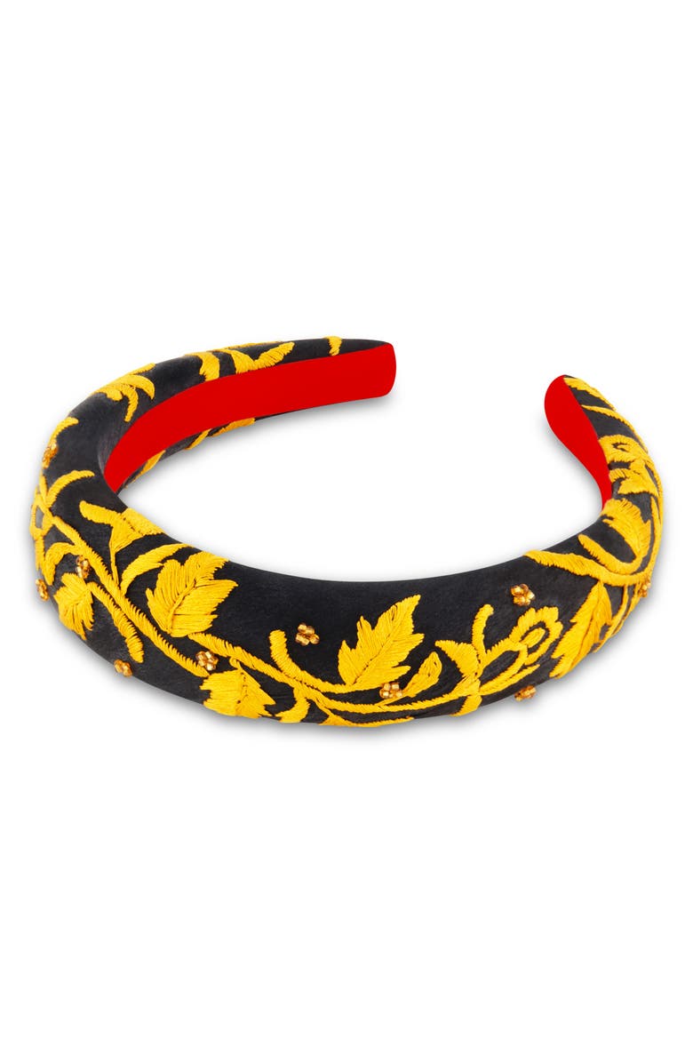 Bien Abyé Gilded Embroidered Silk Headband, Alternate, color,