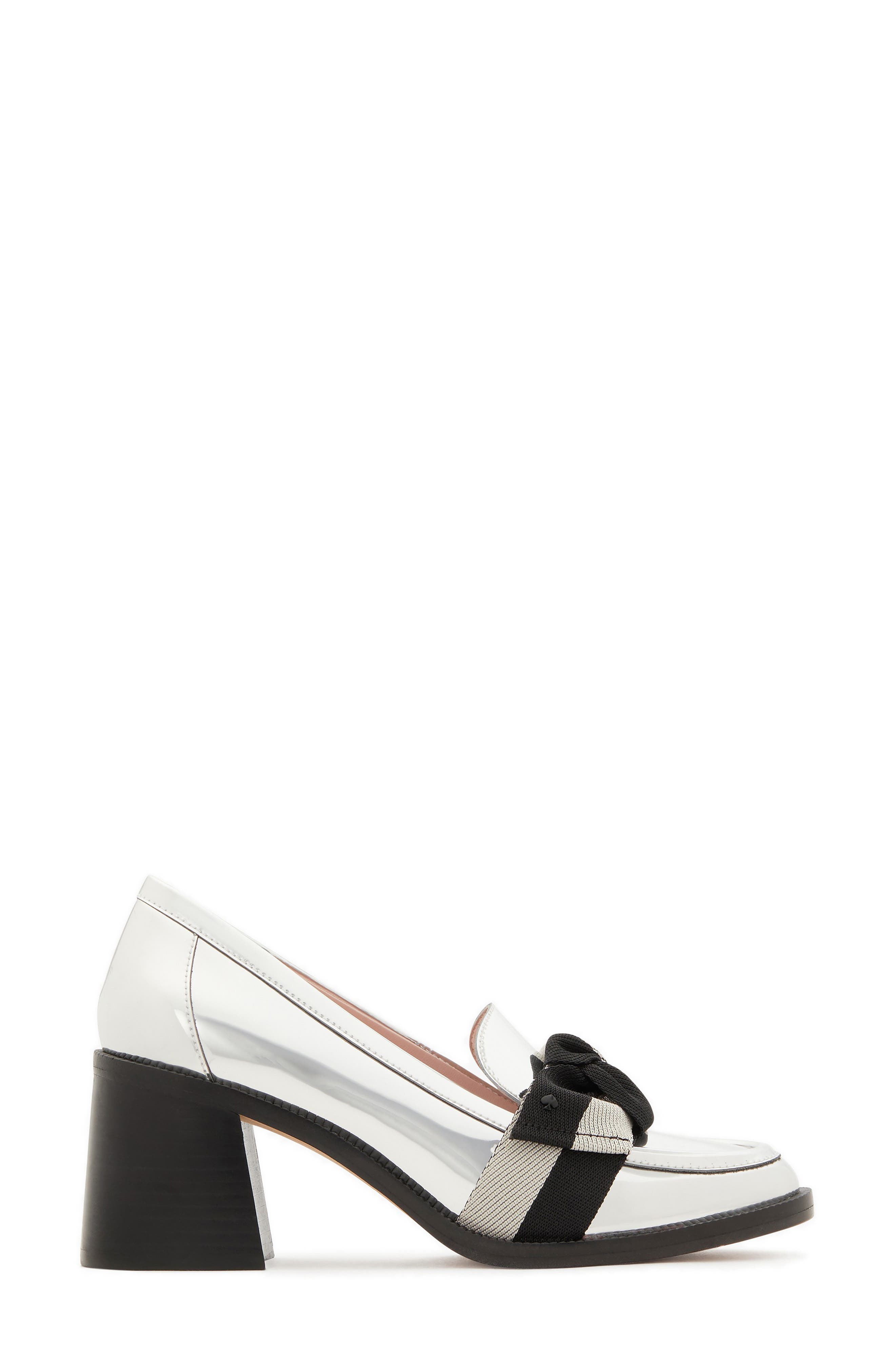 Kate Spade New York leandra block heel loafer, Alternate, color, Silver