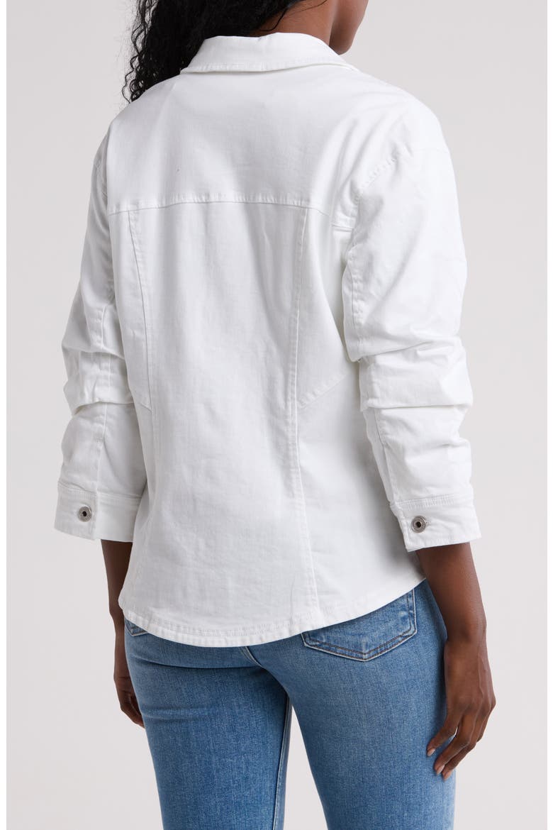 Cinch Sleeve Denim Jacket, Alternate, color, OPTIC WHITE