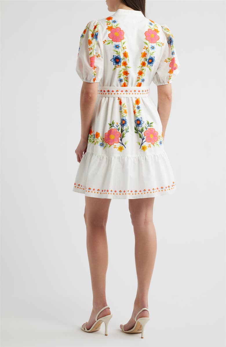 Eliza J Floral Print Poplin Dress, Alternate, color, Ivory Mult