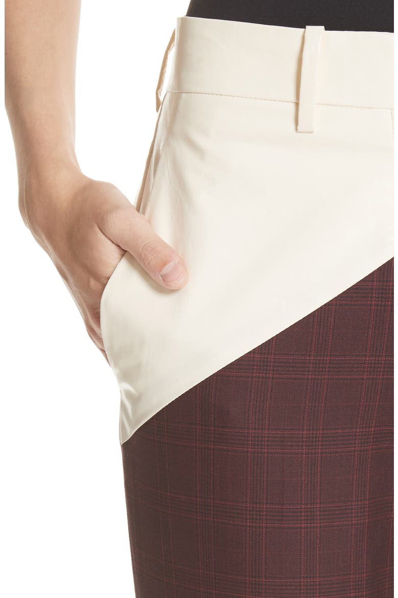 205W39NYC Coated Panel Wool & Silk Pants, Alternate, color, BURGUNDY BLACK RED CREAM