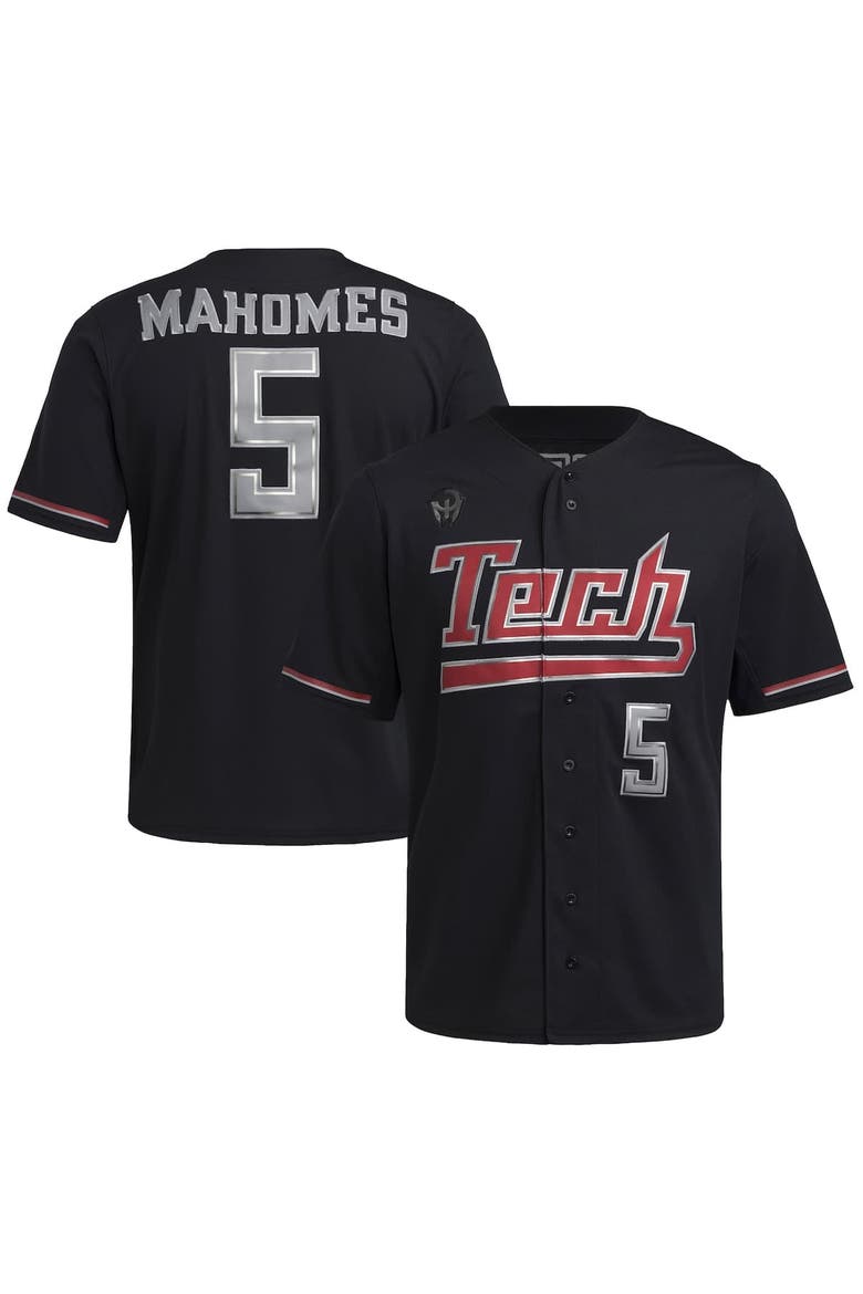 Men's adidas Patrick Mahomes Black Texas Tech Red Raiders Replica Baseball Jersey, Alternate, color, Black