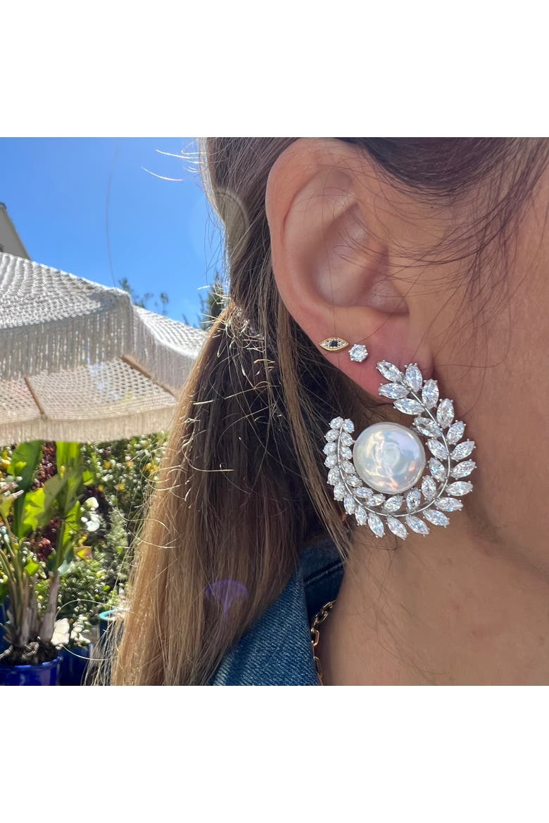 Perla pearl statement earrings, Alternate, color, pearl
