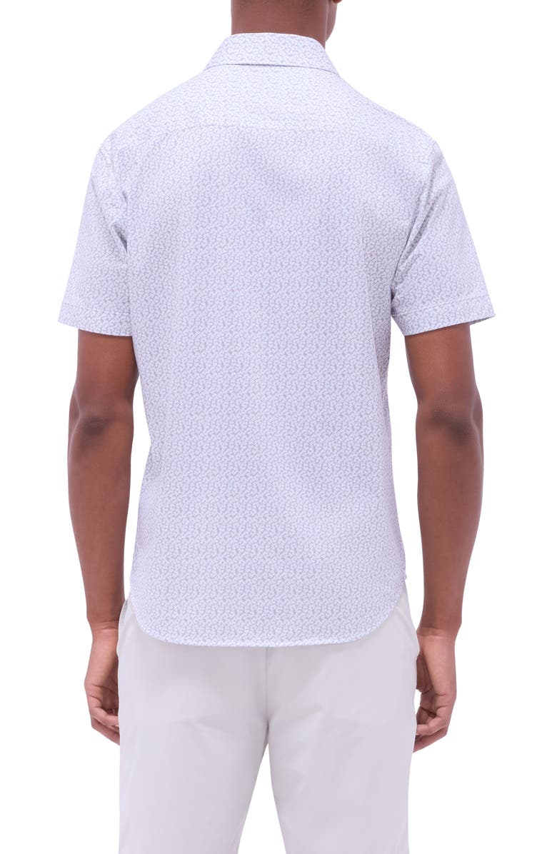 Bugatchi Miles OoohCotton<sup>®</sup> Floral Short Sleeve Button-Up Shirt, Alternate, color, Sand