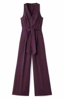 Sleeveless Belted Linen Jumpsuit