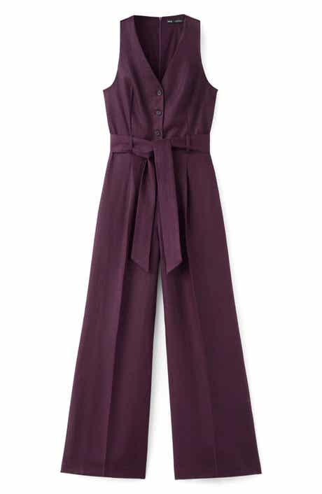 Sleeveless Belted Linen Jumpsuit