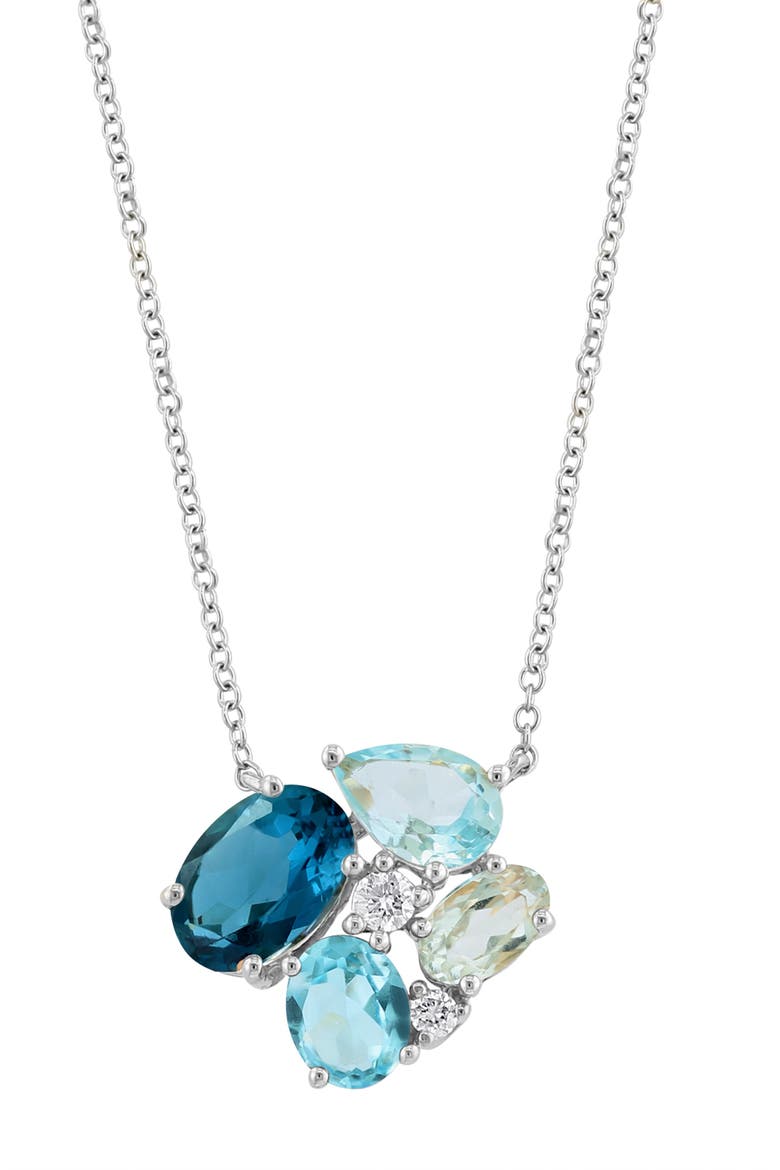 14K White Gold Ocean Harmony Multi-Gemstone Pendant, Alternate, color, Blue