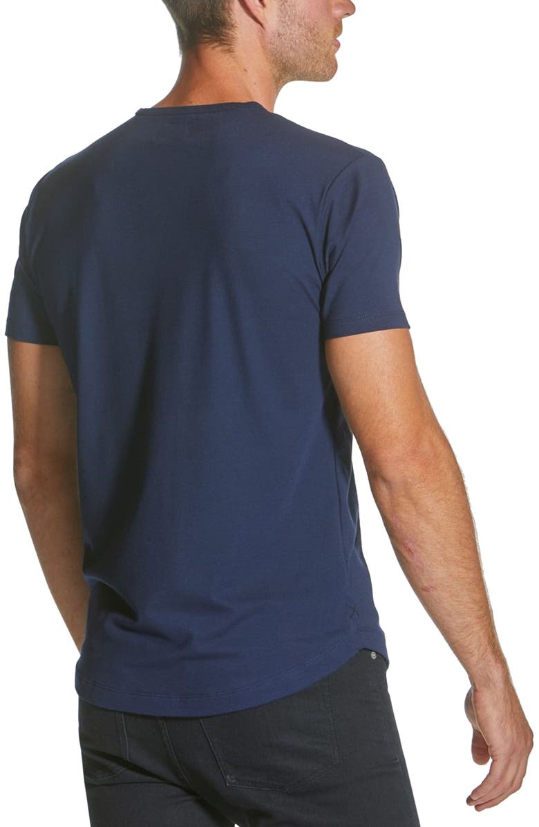 Cuts AO Curve Hem Cotton Blend T-Shirt, Alternate, color, Pacific Blue