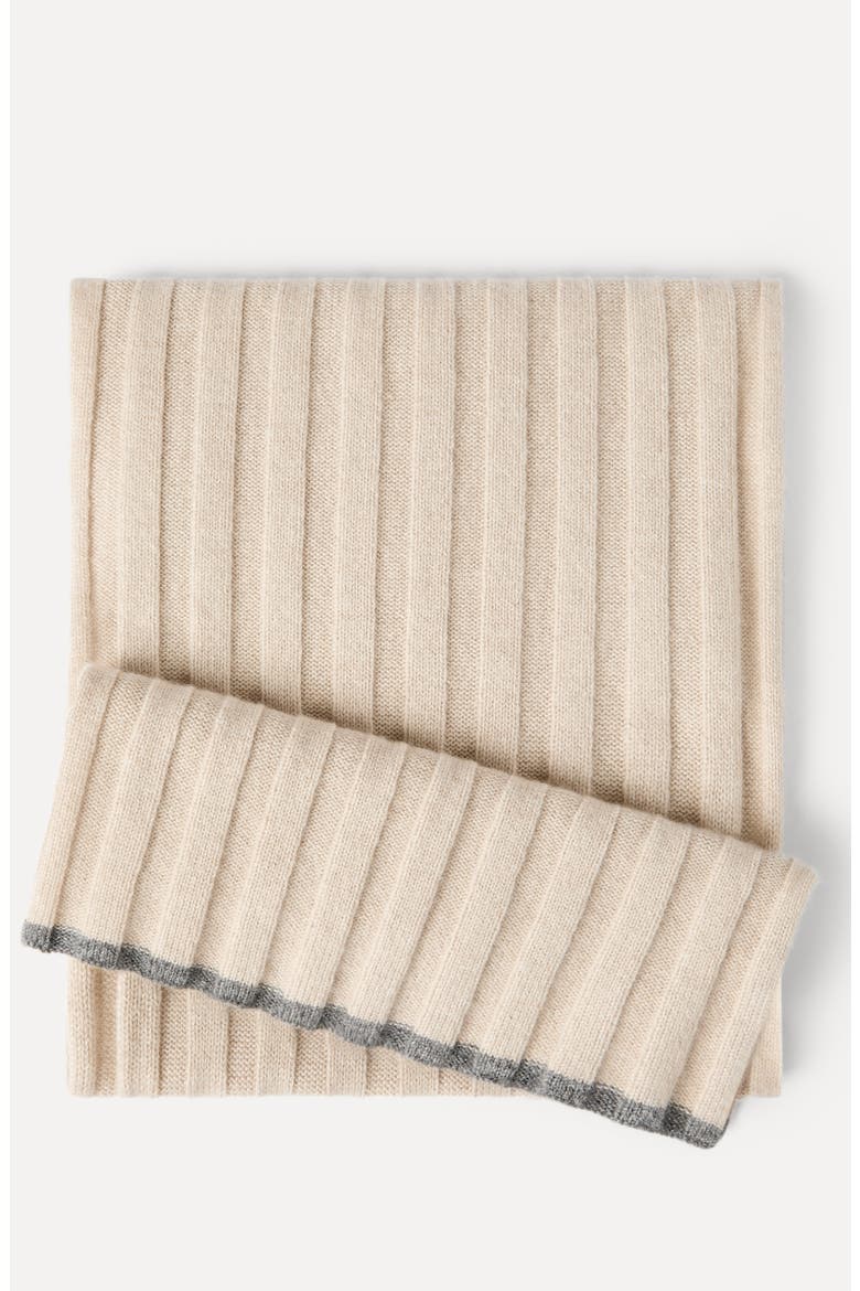Cashmere rib knit scarf, Alternate, color, Sand