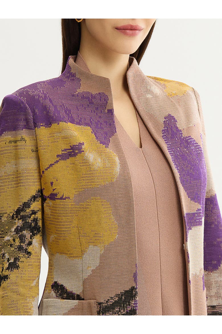 Tailored Floral Jacquard Flat Knit Jacket, Alternate, color, Charmeuse/Fresh Purple
