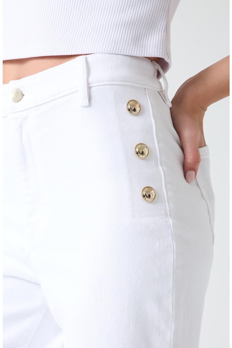 New Faye Button Detail High Waist Flare Jeans, Alternate, color, WHITE