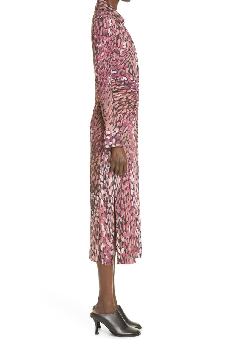 Claudia Dot Print Button Front Midi Dress, Alternate, color, MERLOT MULTI DOT