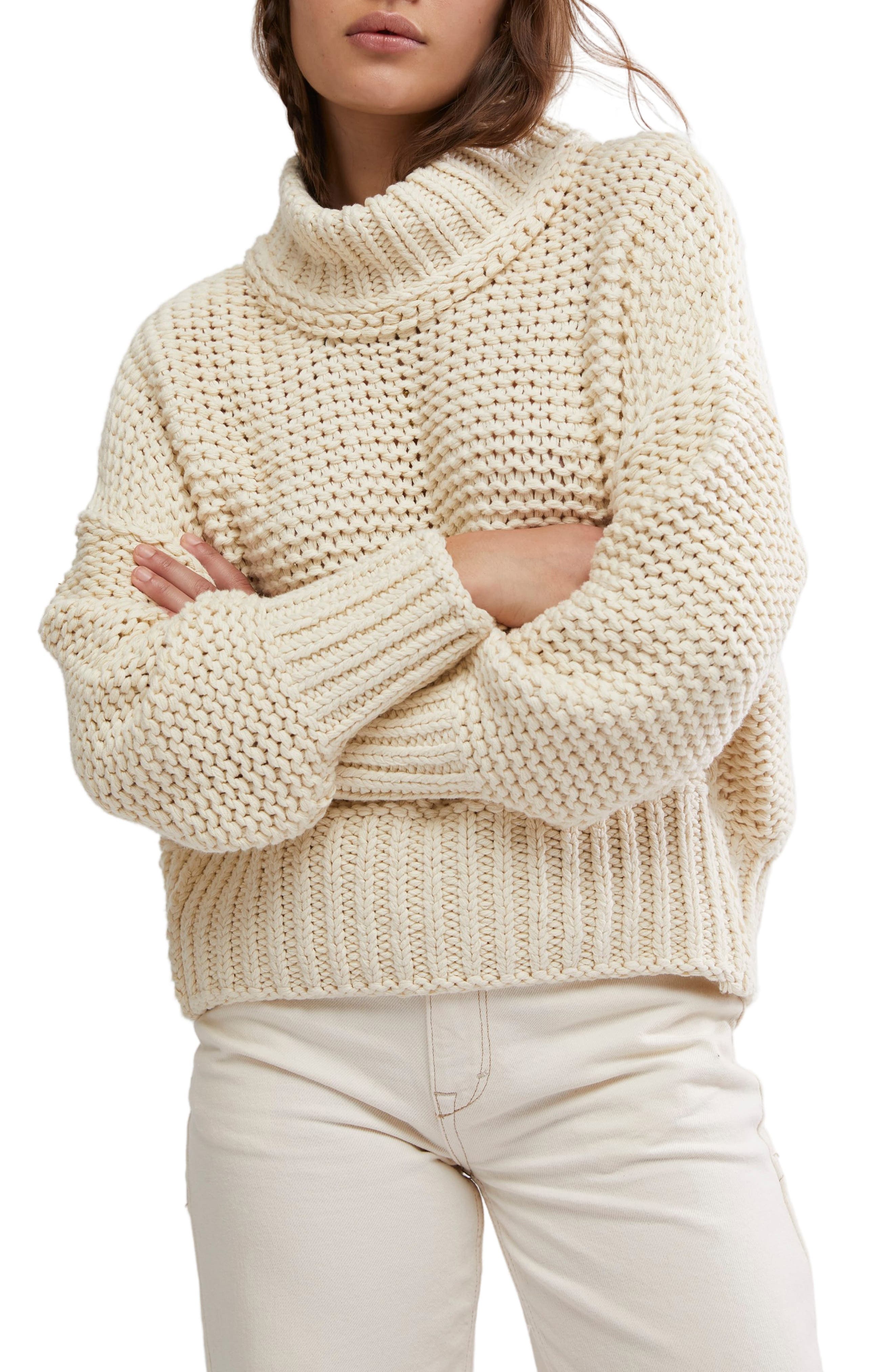 Women's Mock Neck Pullover Sweaters Comfy Knit Sweater Tops with Side Slit