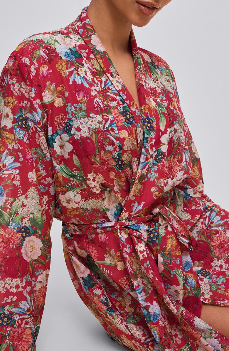 Papinelle Holly Floral Cotton Voile Maxi Robe, Alternate, color, Geranium