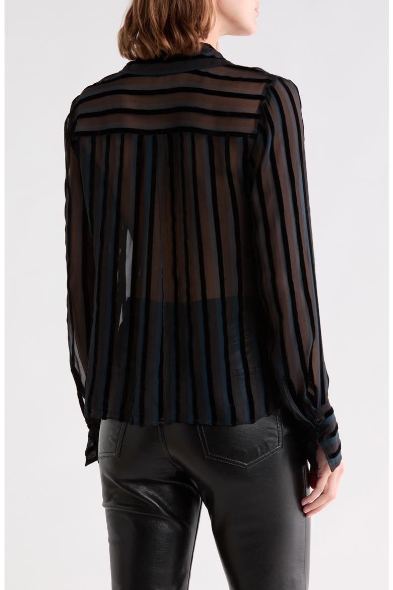 Mazzy Burnout Velvet Long Sleeve Shirt, Alternate, color, BLACK/ TEAL