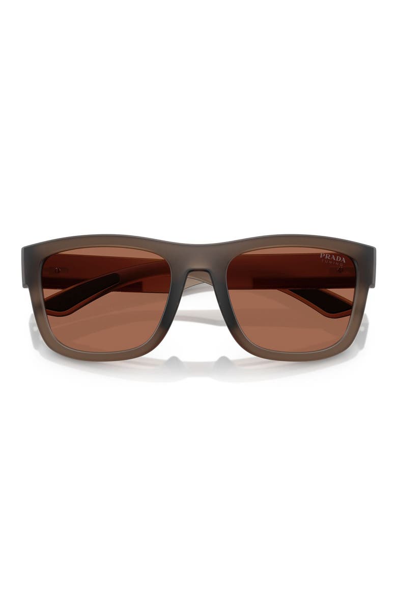 56mm Pillow Sunglasses, Alternate, color, TRANSPARENT BROWN / BROWN