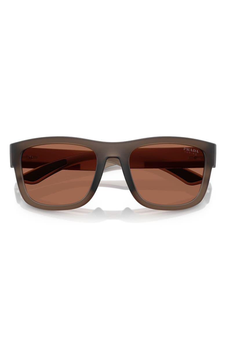 Prada Linea Rossa 56mm Pillow Sunglasses, Alternate, color, Transparent Brown / Brown