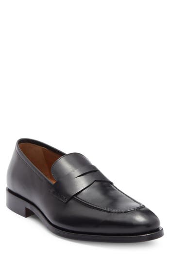 Antonio Maurizi Leather Penny Loafer In Black