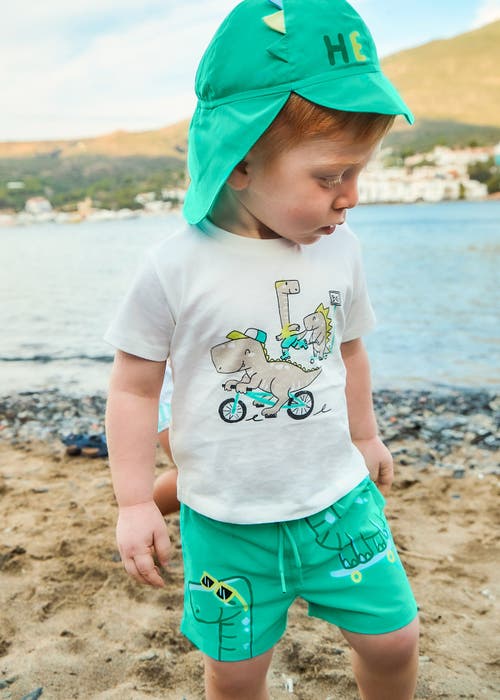 Mayoral Dinosaur Swim Suit Set In Turqoise